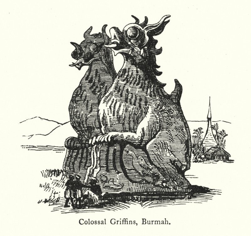 Colossal Griffins, Burmah (gravering) av English School