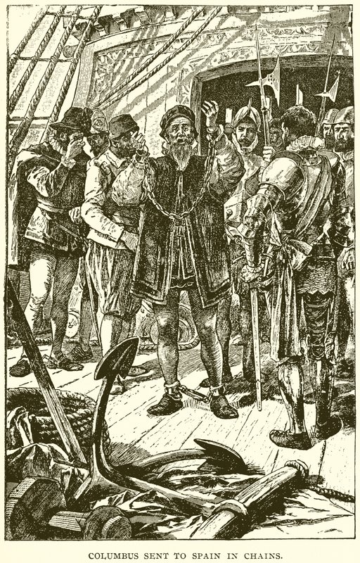 Columbus sendt til Spania i kjeder av English School