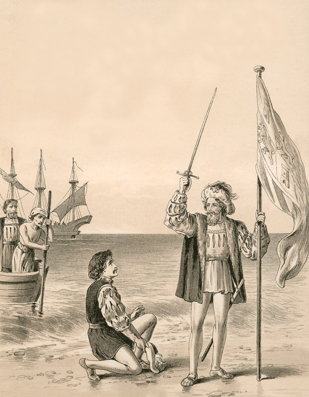 Columbus tar den nye verden i besittelse i navnet til sin suveren av English School