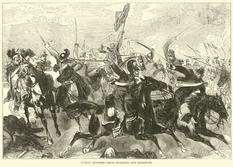 Kamp mellom Saxon Dragoons og Chasseurs, september 1870 av English School
