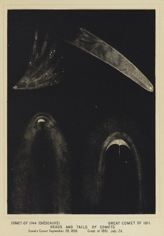 Comet of 1744 (Cheseauxs), Great Comet of 1811, Heads and Tails of Comets, Donatis Comet, 29. september 1858, Comet of 2. juli 1861 av English School