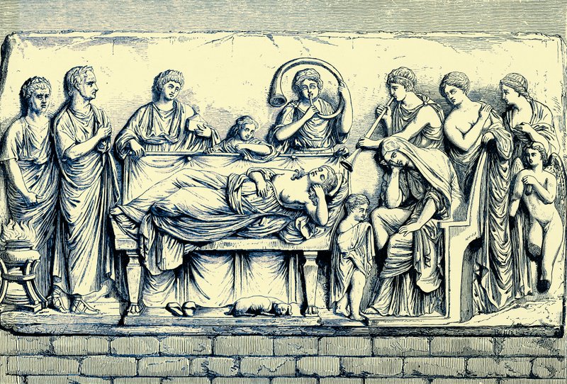 Conclamatio over the dead, illustrasjon fra History of Rome av Victor Duruy, utgitt 1884 (digitalt forbedret bilde) av English School