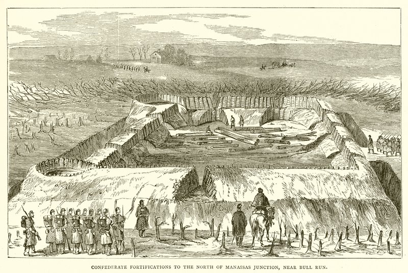 Konfødererte festningsverk nord for Manassas Junction, nær Bull Run av English School