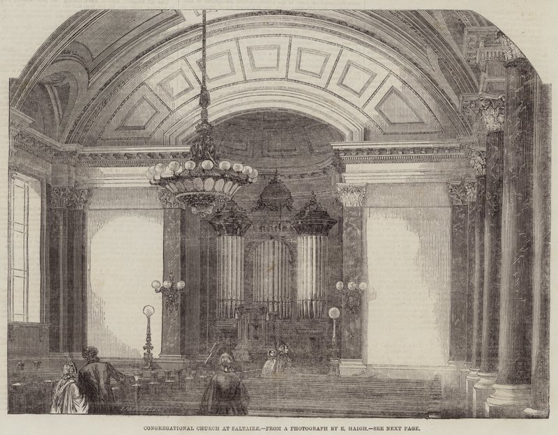 Congregational Church at Saltaire (gravering) av English School