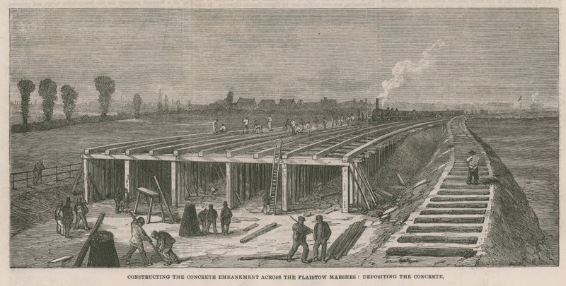 Konstruerer betongvollen over Plaistow-myrene av English School