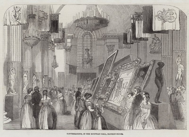 Conversazione, i Egyptian-Hall, Mansion House (gravering) av English School