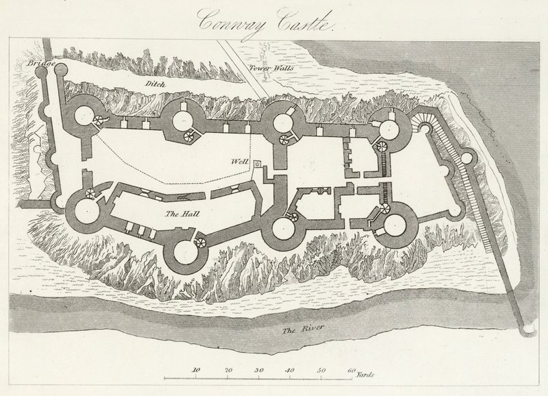 Conway Castle (gravering) av English School