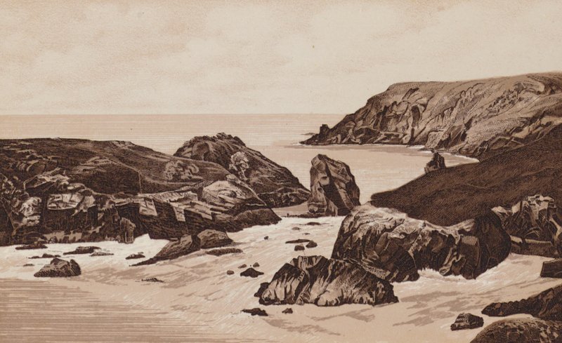 Cornwall: Kynance Cove, Penzance (litho) av English School