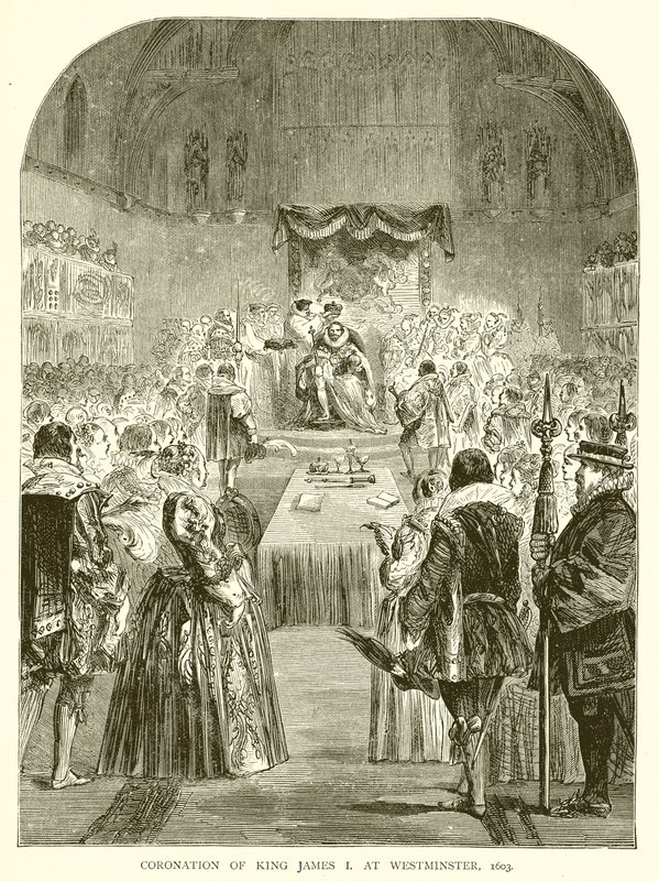 Kroningen av kong James I i Westminster, 1603 av English School