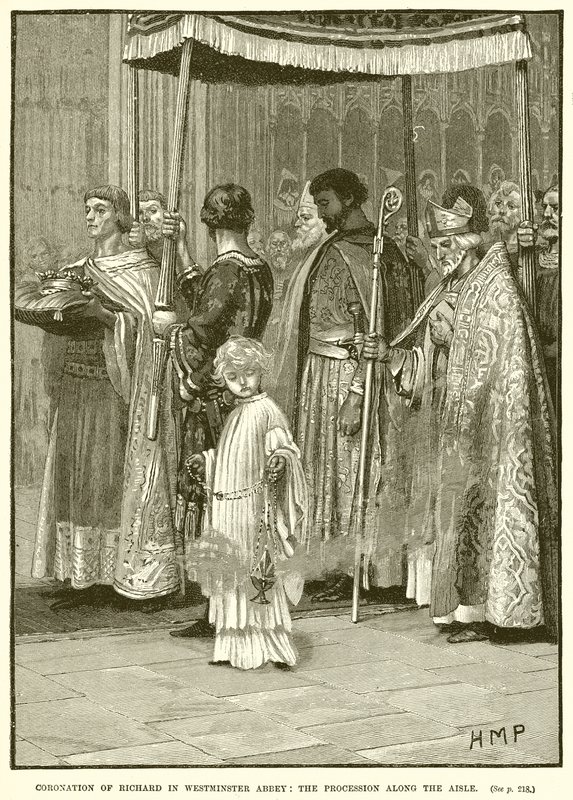 Kroning av Richard i Westminster Abbey: Prosesjonen langs midtgangen av English School