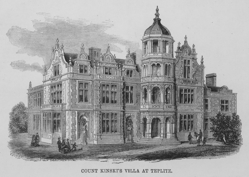 Grev Kinskis villa i Teplitz (gravering) av English School