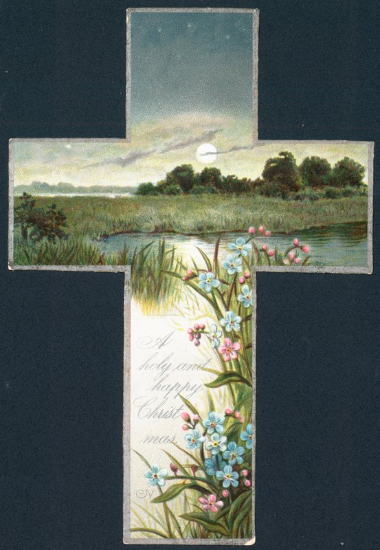 Country Scene inne Cross, julekort av English School