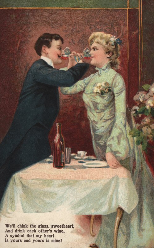 Par klirrende briller (farge litho) av English School