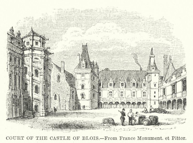 Borggården til Blois-slottet (gravering) av English School