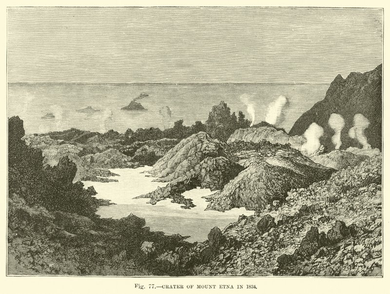 Etna-krateret i 1834 av English School