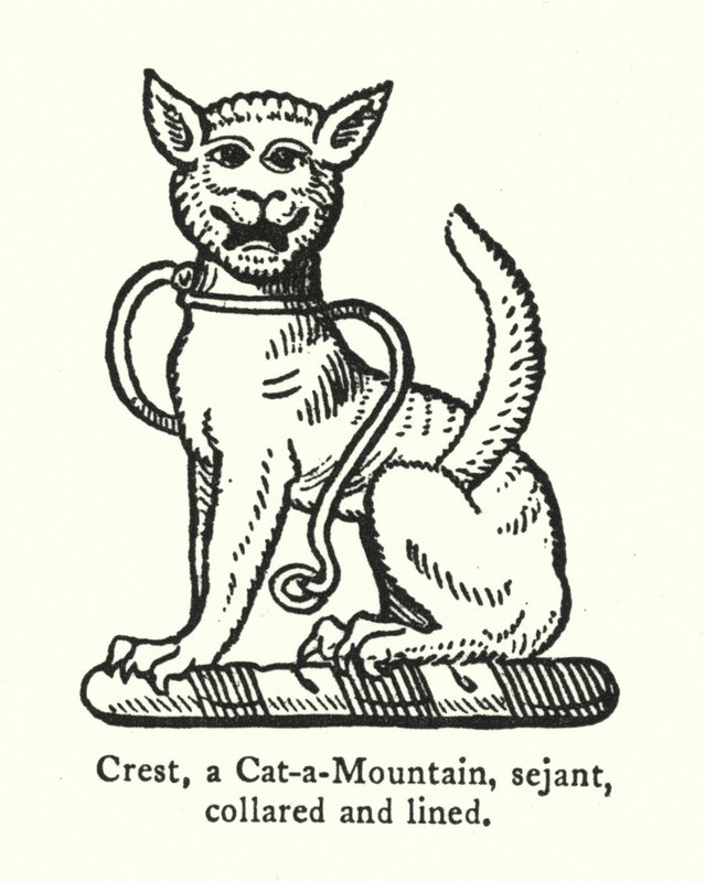 Crest, en Cat-a-Mountain, sejant, krage og foret (gravering) av English School