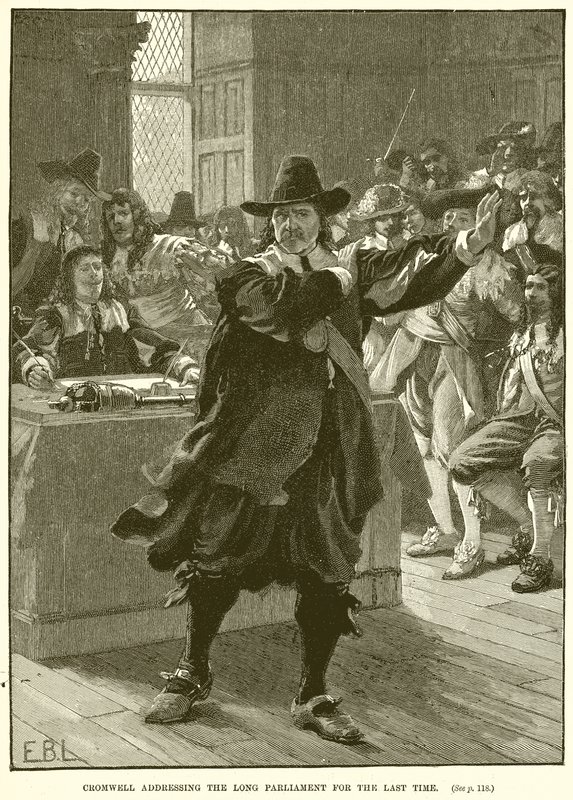 Cromwell taler for det lange parlamentet for siste gang av English School