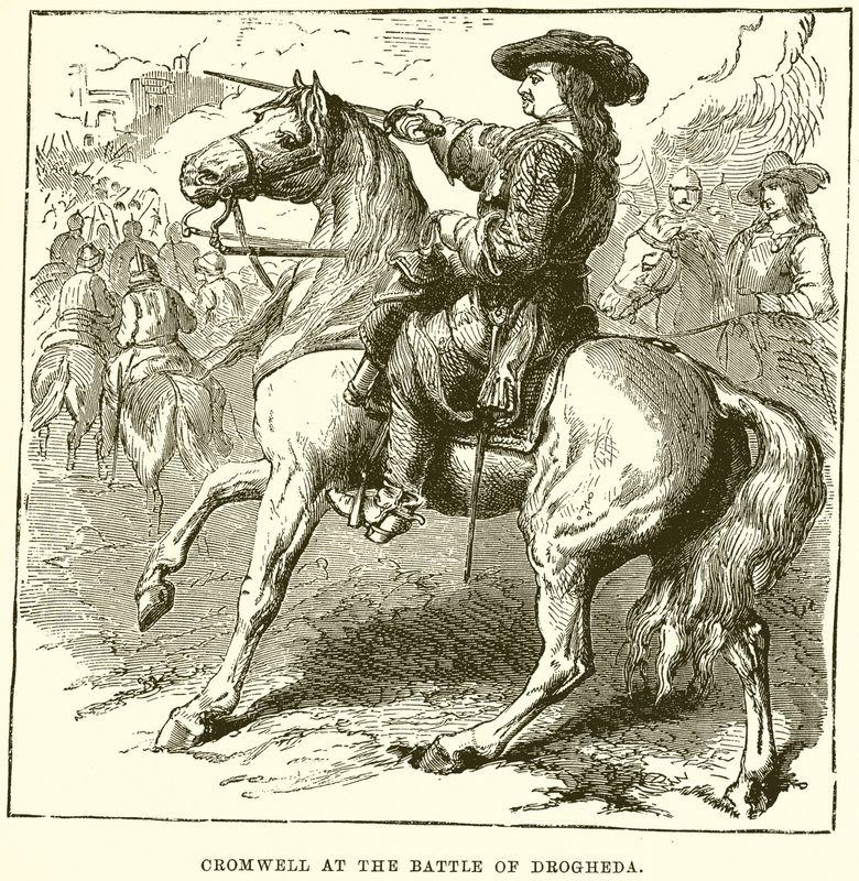 Cromwell i slaget ved Drogheda av English School