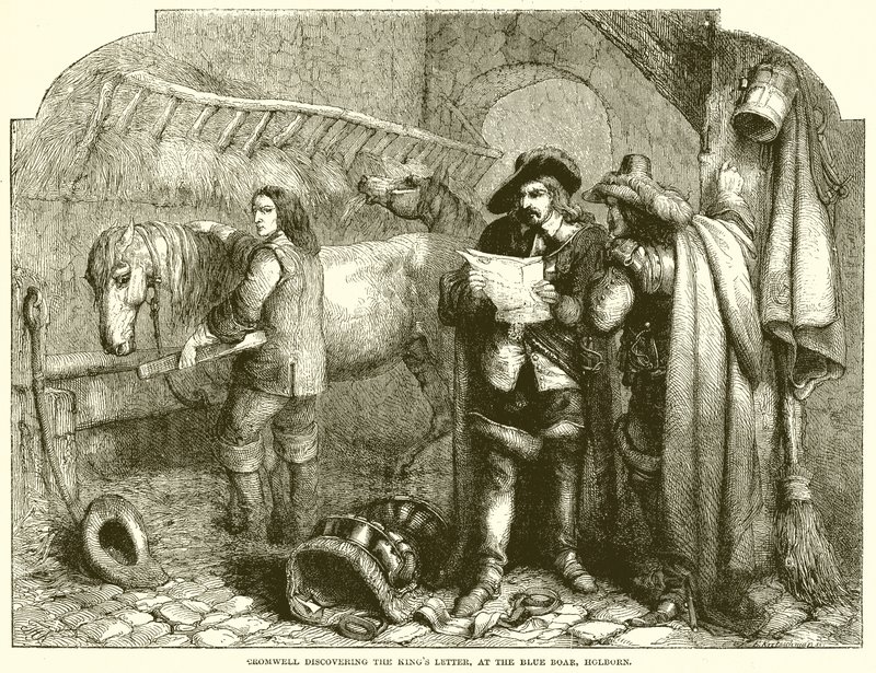 Cromwell oppdager Kings Letter, på Blue Boar, Holborn av English School