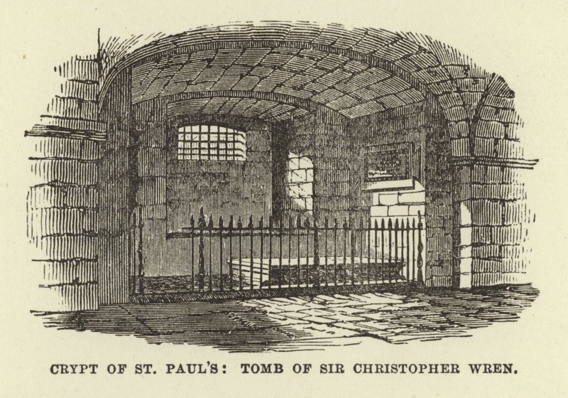 Crypt of St Pauls, graven til Sir Christopher Wren av English School