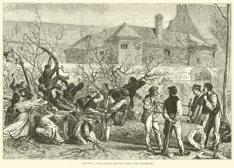 Hogge trær rundt Paris for ved, oktober 1870 av English School