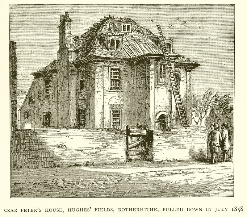 Czar Peters House, Hughes Fields, Rotherhithe, trakk ned i juli 1858 av English School