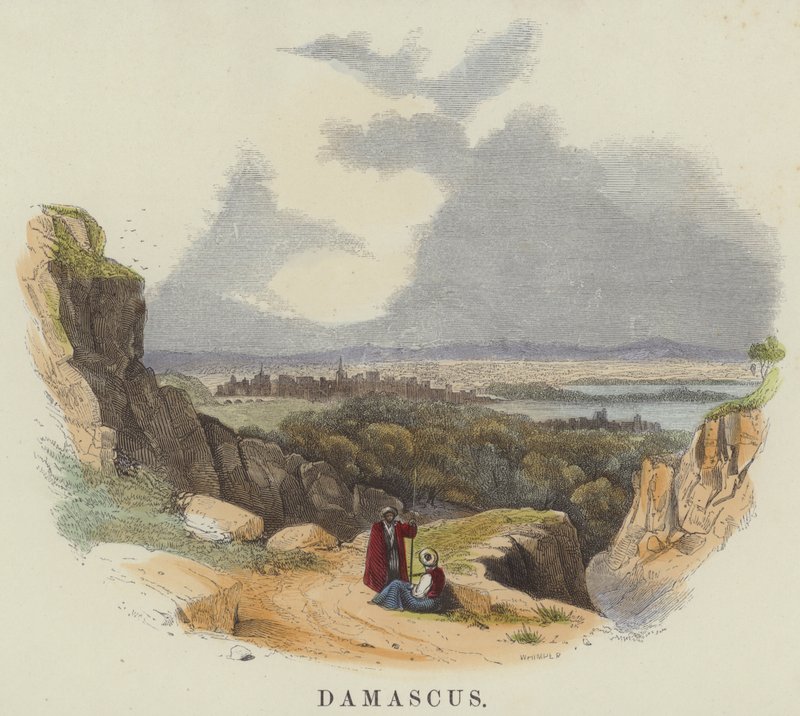 Damaskus (farget gravering) av English School