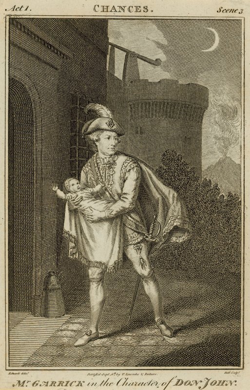David Garrick, skuespiller, i karakteren til Don John av English School
