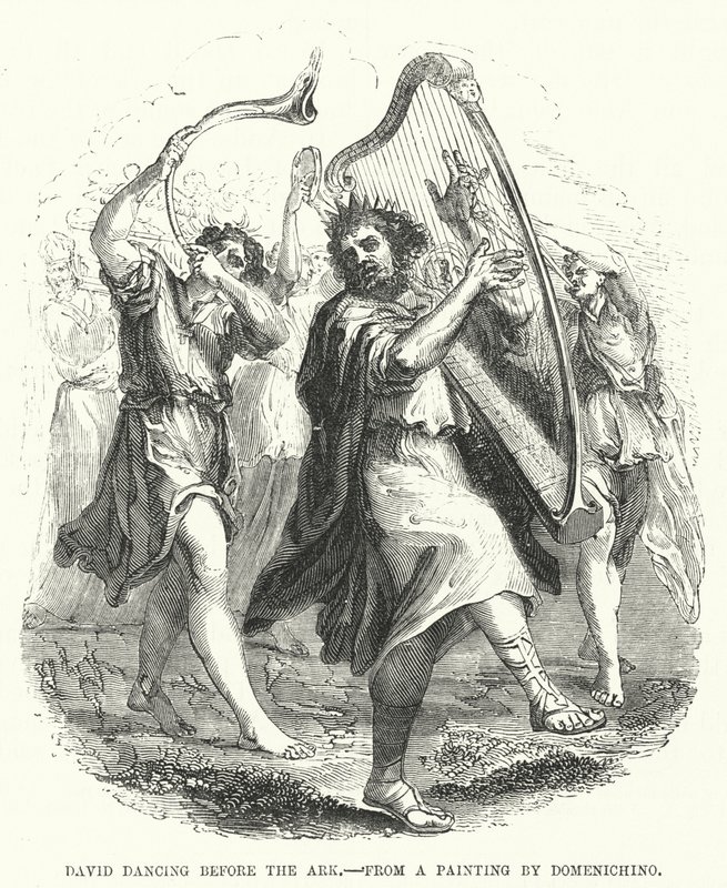 David danser foran arken, fra et maleri av Domenichino (gravering) av English School
