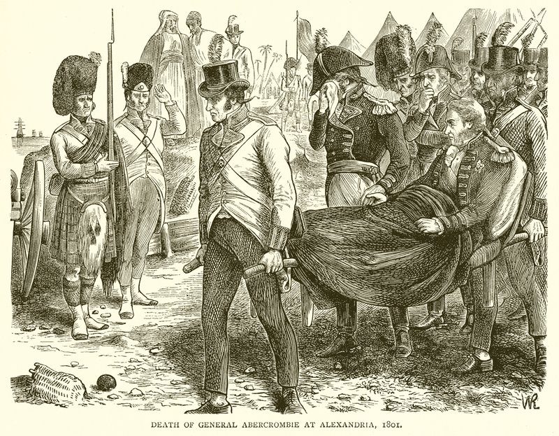 General Abercrombies død i Alexandria, 1801 av English School