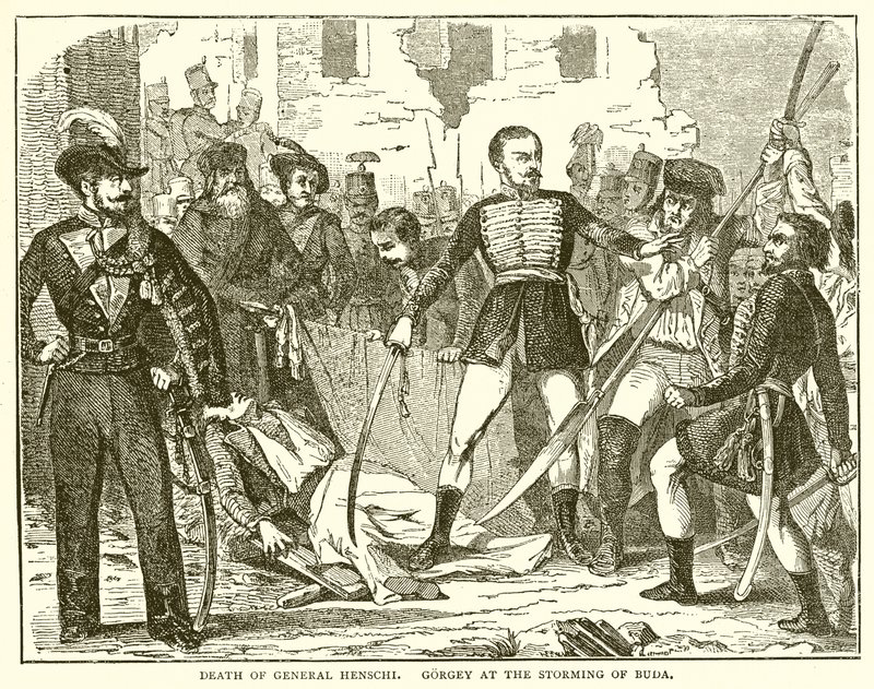 General Henschis død. Gorgey ved Storming of Buda av English School