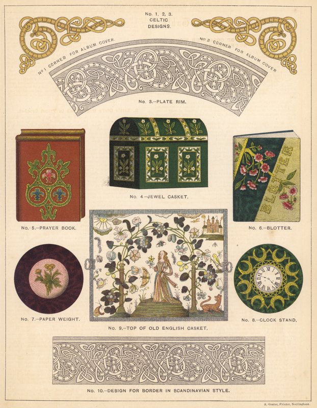 Dekorative gjenstander (farge litho) av English School