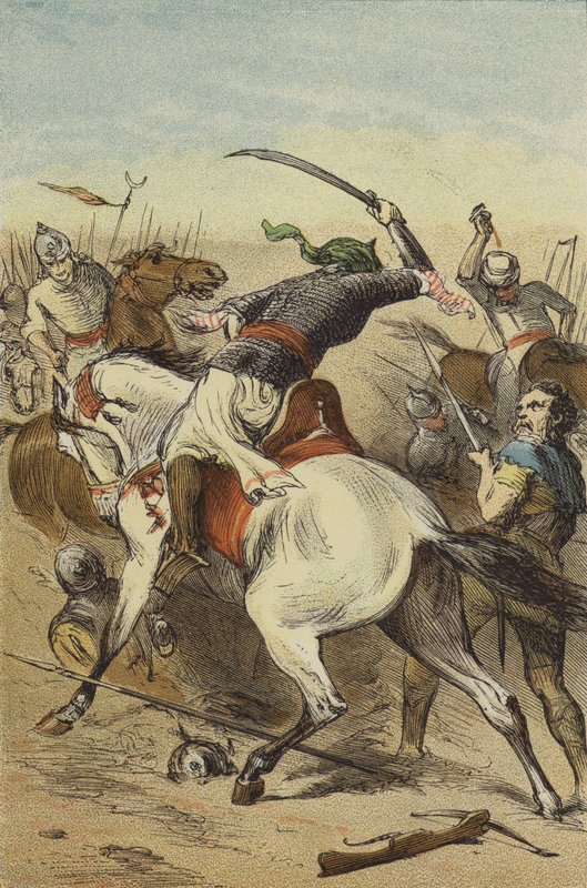 Nederlag for tilhengerne av Walter the Penniless (farget gravering) av English School