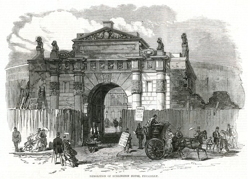 Riving av Burlington House, Piccadilly av English School