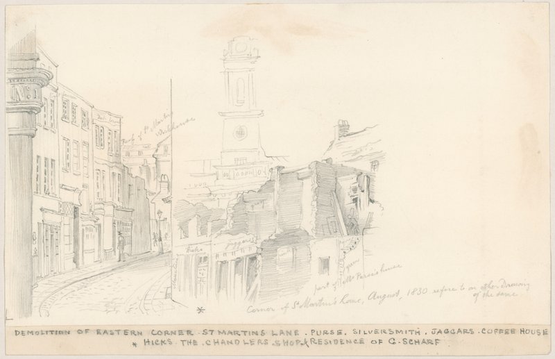 Riving av Eastern Corner, St Martins Lane, London av English School