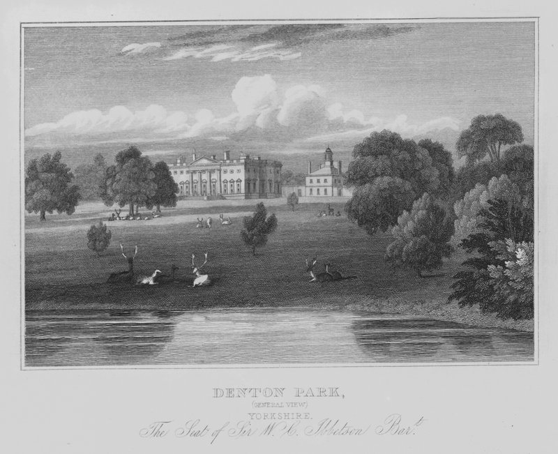Denton Park, General View, Yorkshire, The Seat of Sir WC Ibbetson, Baronet (gravering) av English School