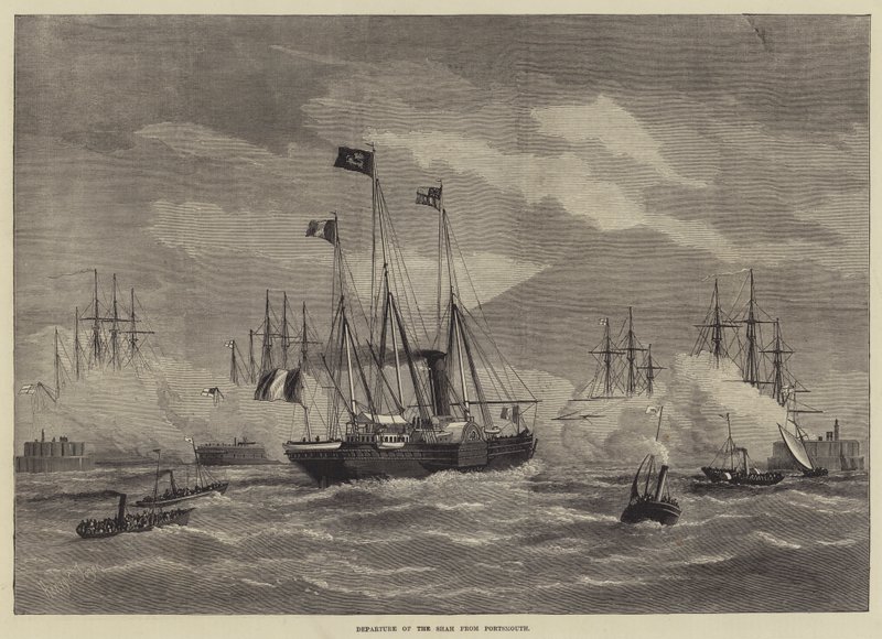 Sjahens avgang fra Portsmouth (gravering) av English School