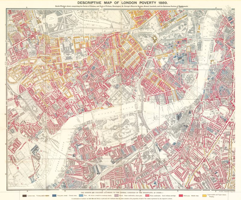 Beskrivende kart over Londons fattigdom, 1889 av English School
