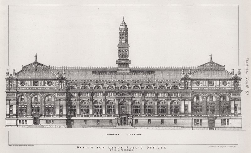 Design for Leeds offentlige kontorer (gravering) av English School