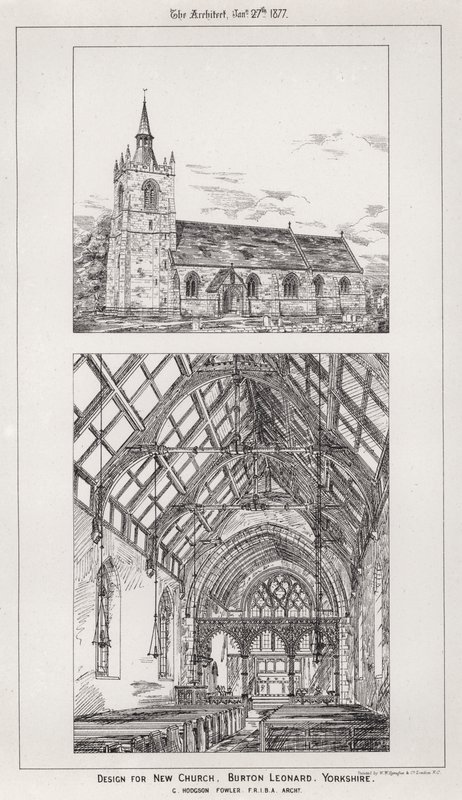Design for New Church, Burton Leonard, Yorkshire (gravering) av English School