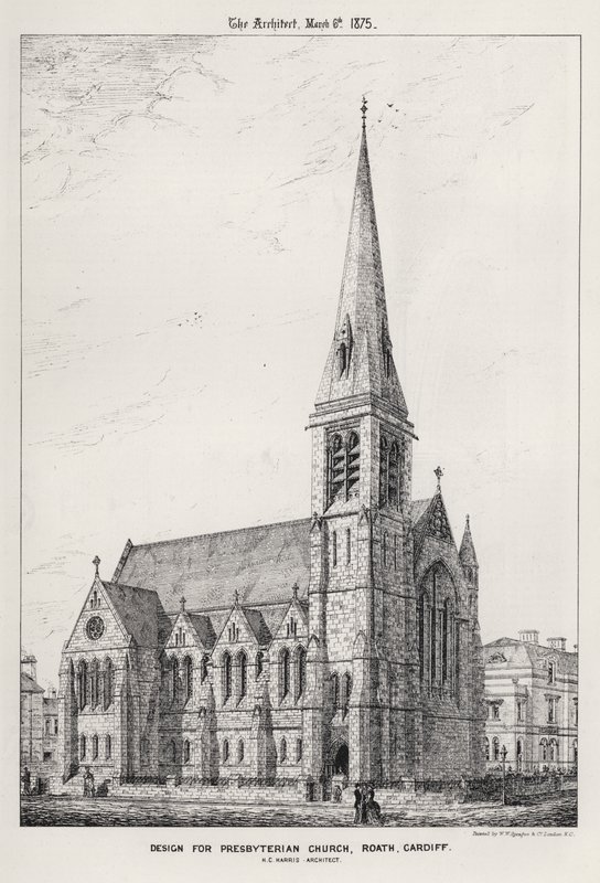 Design for Presbyterian Church, Roath, Cardiff (gravering) av English School