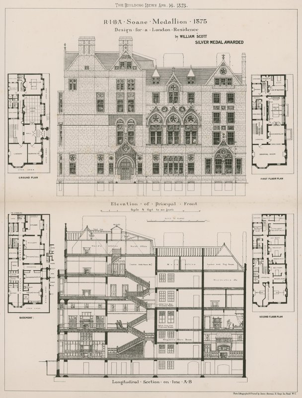 Design for en bolig i London av William Scott av English School