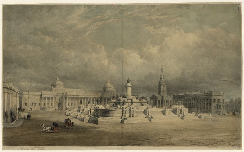 Design for et nasjonalt marinemonument for Trafalgar Square av English School