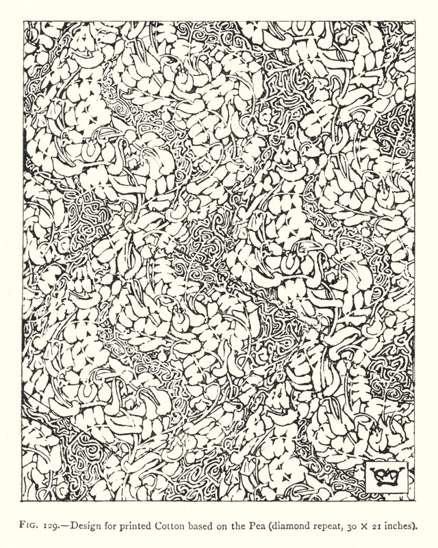 Design for trykt bomull basert på erten, diamantrepetisjon, 30 × 21 tommer (gravering) av English School