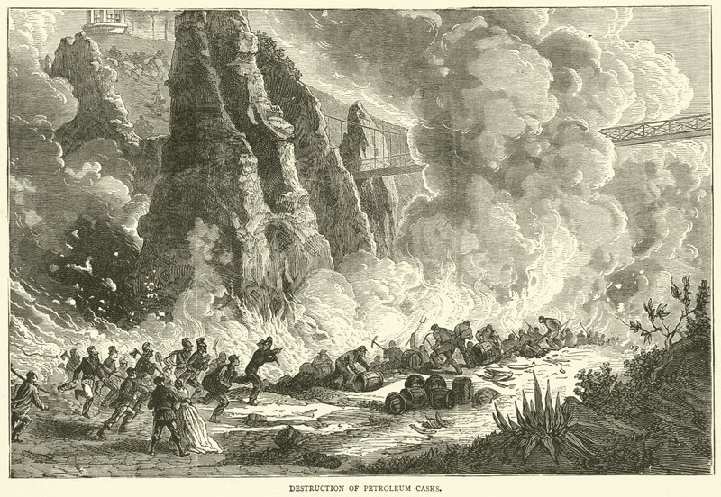 Ødeleggelse av petroleumsbeholdere, desember 1870 av English School