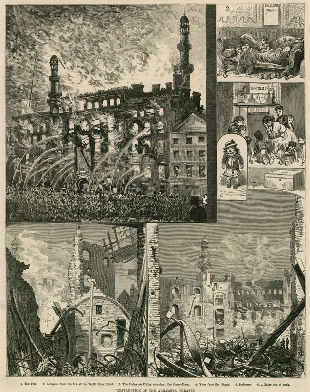 Ødeleggelse av Alhambra Theatre, London, 7. desember 1882 av English School