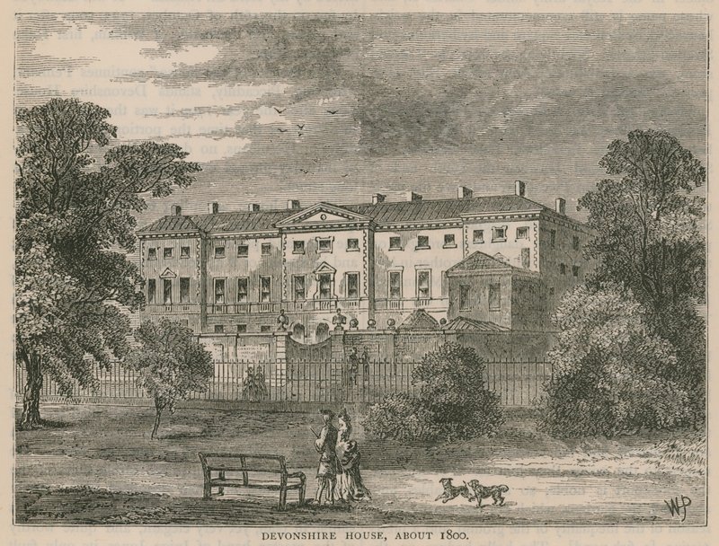 Devonshire House, London, rundt 1800 av English School