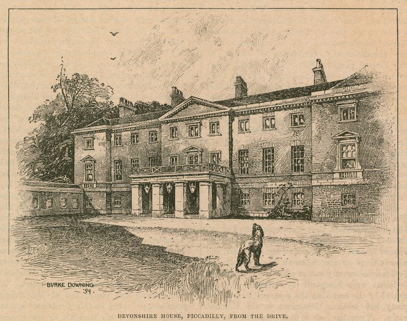 Devonshire House, Piccadilly, London, fra stasjonen av English School