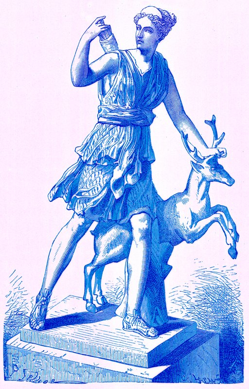 Diana with the Hind, illustrasjon fra History of Rome av Victor Duruy, utgitt 1884 (digitalt forbedret bilde) av English School