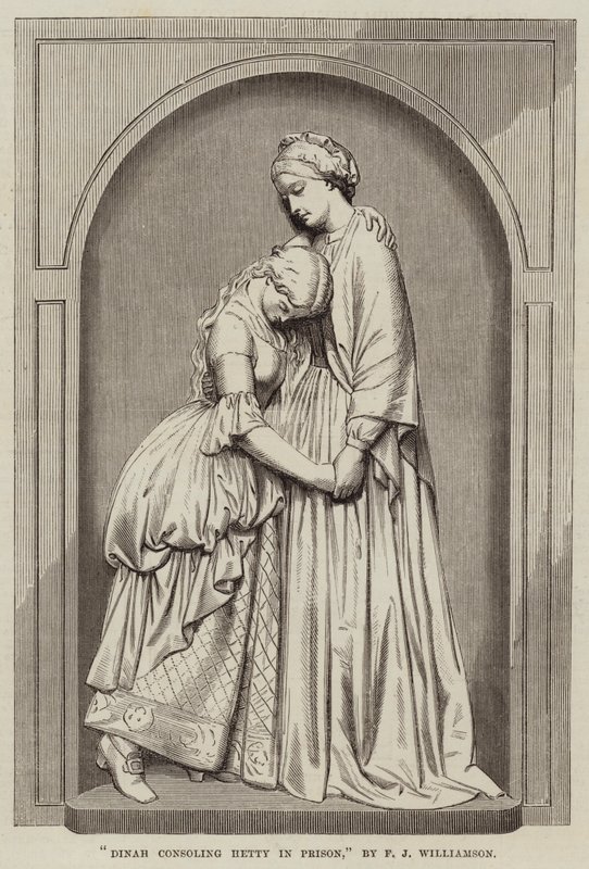 Dinah trøster Hetty i fengselet, av F J Williamson av English School